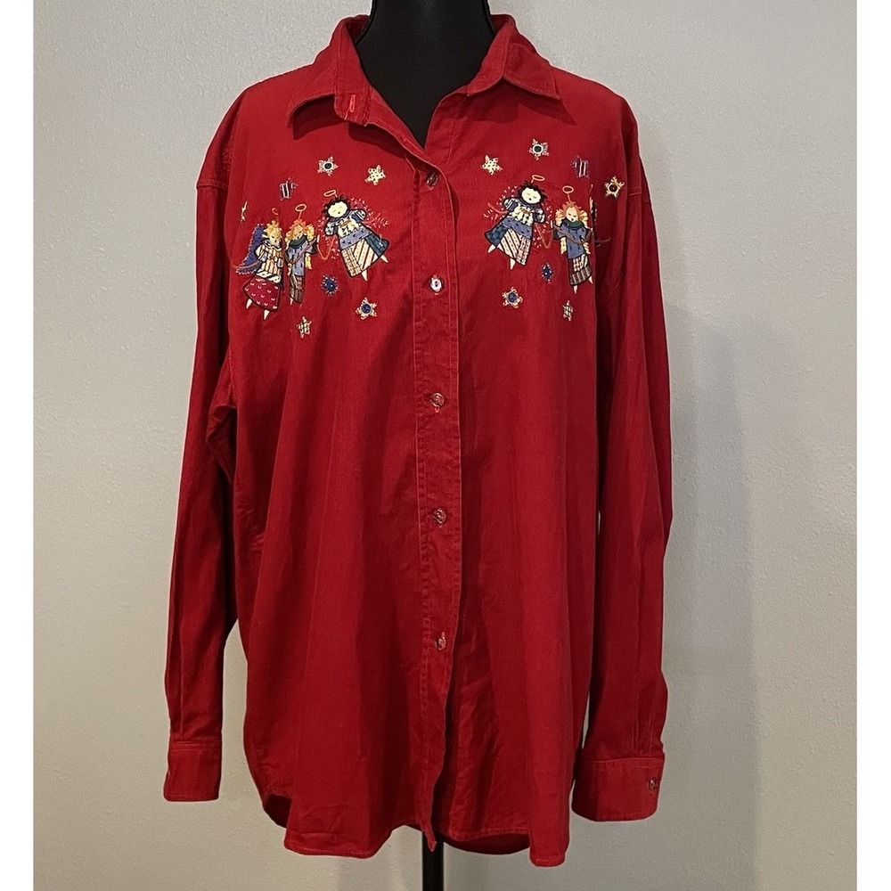 Vintage Casey Coleman‎ Christmas Corduroy Button-Down Shirt